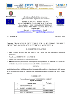 Graduatorie provvisorie - Rettifica in autotutela.