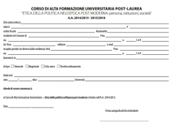 CORSO DI ALTA FORMAZIONE UNIVERSITARIA POST