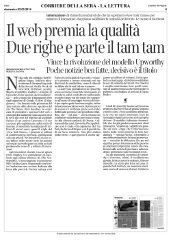 Il web premia la qualit Due righe e parte il tam tam