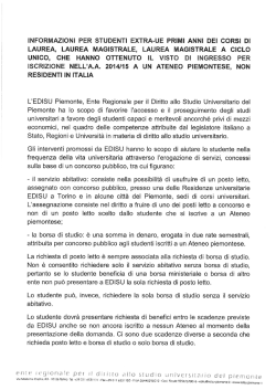 Informativa per gli studenti degli Atenei piemontesi