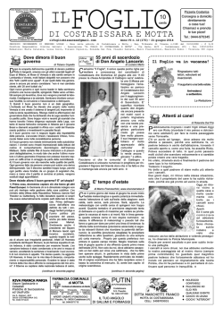 Il Foglio di Costabissara e Motta del 21 giugno 2014