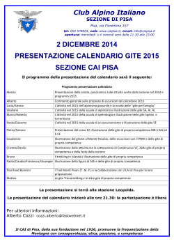Presentazione calendario - Club Alpino Italiano Sezione di Pisa