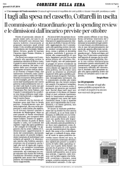 I tagli alla spesa nel cassetto, Cottarelli in uscita