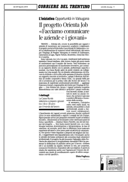 Il progetto Orienta Job &laquo;Facciamo comunicare le