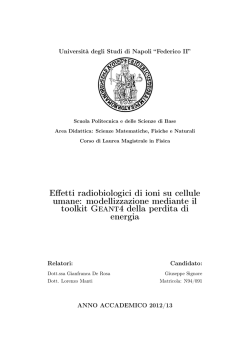 Effetti radiobiologici di ioni su cellule umane: modellizzazione