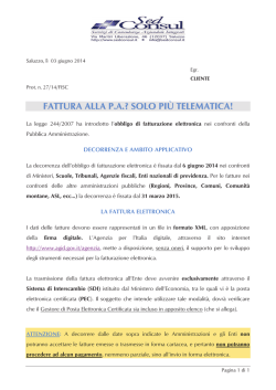 FATTURA ALLA P.A.? SOLO PIÂ TELEMATICA! - Sed