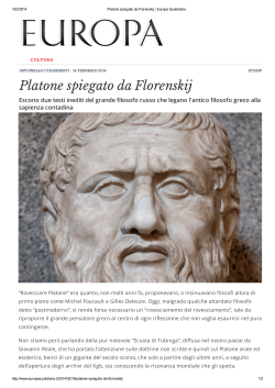 Platone spiegato da Florenskij di Antonello