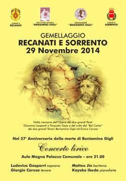 Gemellaggio Recanati – Sorrento 29.11.2014