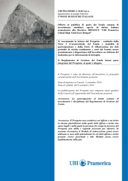 UBI PRAMERICA SGR S.p.A. appartenente al gruppo bancario UNIONE DI