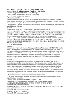 REGOLAMENTO DIDATTICO DI CORSO DI STUDIO Laurea