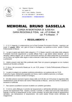 MEMORIAL BRUNO SASSELLA - Gruppo Sportivo Valgerola