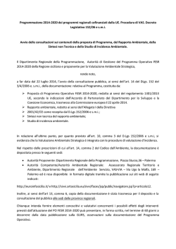 Programmazione 2014-2020 dei programmi regionali cofinanziati