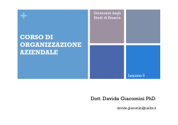 CORSO DI ORGANIZZAZIONE AZIENDALE