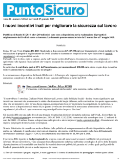 I nuovi incentivi Inail per migliorare la sicurezza sul