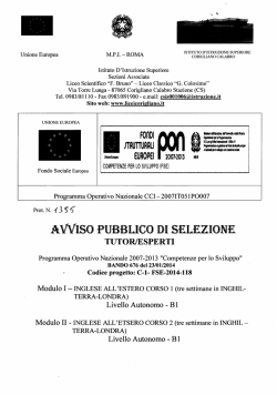 Prot. 1395 del 12.06.14 Avviso Pubblico di selzione tutor