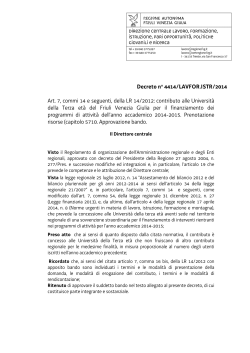 Decreto 4414/LAVFOR/IST - Regione Autonoma Friuli Venezia Giulia