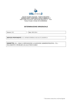 determinazione dirigenziale oggetto: rg 2604/12 opposizione a