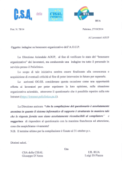 Indagine sul benessere organizzativo AOUP