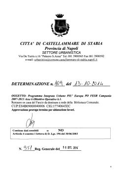 Determina n. 109 - 13/10/2014 Programma Integrato Urbano PIU