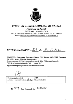 Determina n. 109 - 13/10/2014 Programma Integrato Urbano PIU