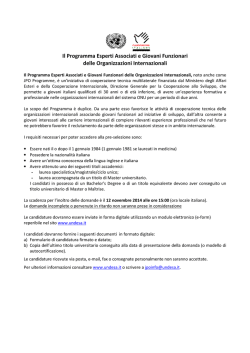 Il Programma Esperti Associati e Giovani Funzionari delle