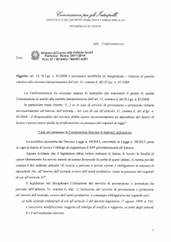 Interpello n. 24/2014 - Ministero del Lavoro e delle Politiche Sociali