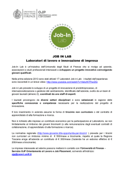 JOB IN LAB Laboratori di lavoro e innovazione di impresa