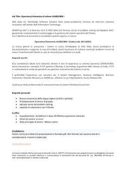 Job Title: Operatore/sistemista di sistemi AS400/IBM i WSS Italia Srl