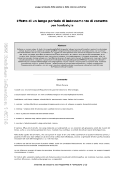 Effetto di un lungo periodo di indossamento di corsetto per lombalgia