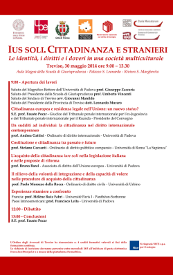 Ius soli. Cittadinanza e stranieri. Le identit&agrave;, i
