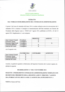 Deliberazione n° 7 del 9 settembre 2014