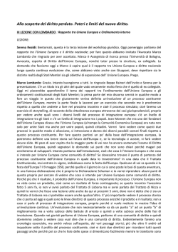 LOMBARDO M., Rapporto tra Unione Europea e Ordinamento interno