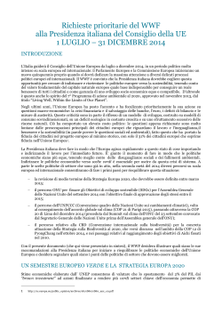 Richieste prioritarie del WWF alla Presidenza italiana del Consiglio