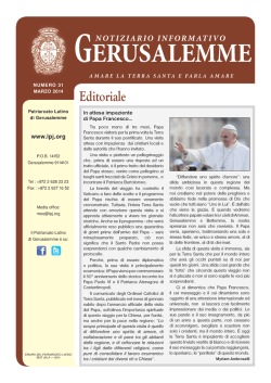 Diocesi: Attualit&agrave; inTerra Santa