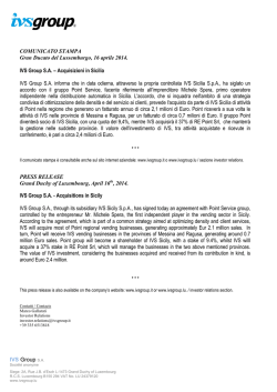 IVS Group S.A.-Acquisitions in Sicily 16 April 2014