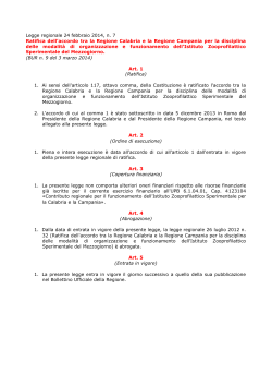 Legge Regionale 24/2/2014, n.7 - Consiglio regionale della Calabria