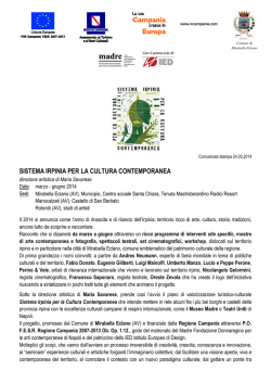 Sistema Irpinia: comunicato stampa generale