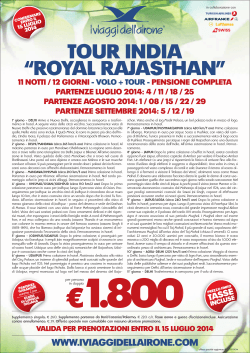 tour india “royal rajasthan” 11 notti / 12 giorni
