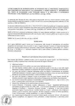 AVVISO PUBBLICO DI MANIFESTAZIONE DI INTERESSE