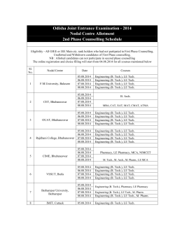 Counselling Schedule