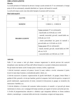 ORGANIZZAZIONE Orario Dati informativi Attività