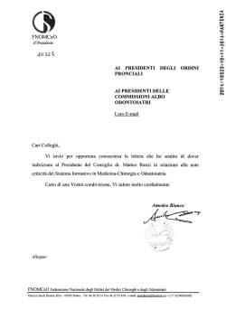 Lettera - Ordine Provinciale dei Medici Chirurghi e degli Odontoiatri