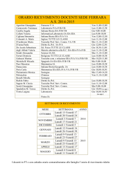 ORARIO DI RICEVIMENTO DOCENTI FERRARA
