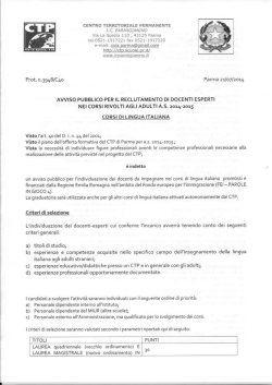 RECLUTAMENTO DOCENTI CORSI LINGUA ITALIANA CTP