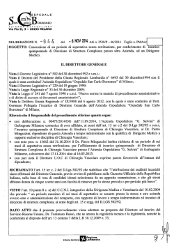 OGGETTO: Concessione di un periodo di aspettativa senza