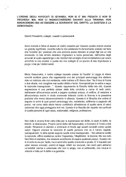 Discorso Avv. Umit Kocasakal Premio toga tosta 21.02.2014