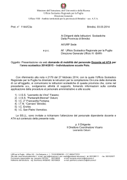 Nota prot. n. 1144 del 3.3.2014 - Ufficio VIII ambito territoriale per la