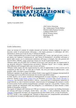 Lettera ambasciatore svizzero contro presenza Nestle Expo
