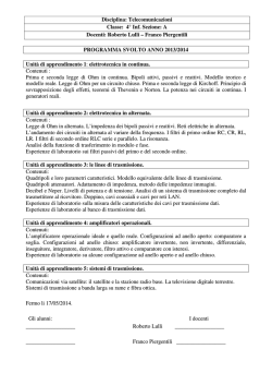 Disciplina: Telecomunicazioni Classe: 4&deg; Inf. Sezione: A Docenti