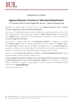 Zygmunt Bauman a Firenze su “Education/Globalization”